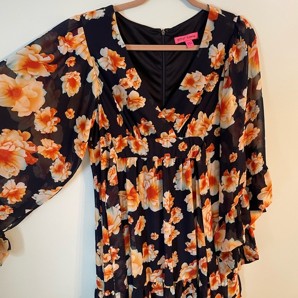 🎈SOLD Betsey Johnson Navy Floral Tie Waist Dress - Picture 5 of 11